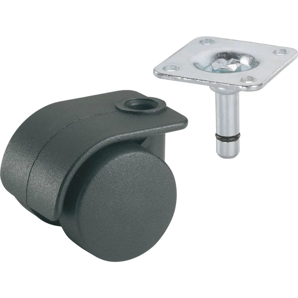 DÖRNER + HELMER Doppel-Lenkrolle Container Kunststoff-Rad schwarz 35 mm 70 kg