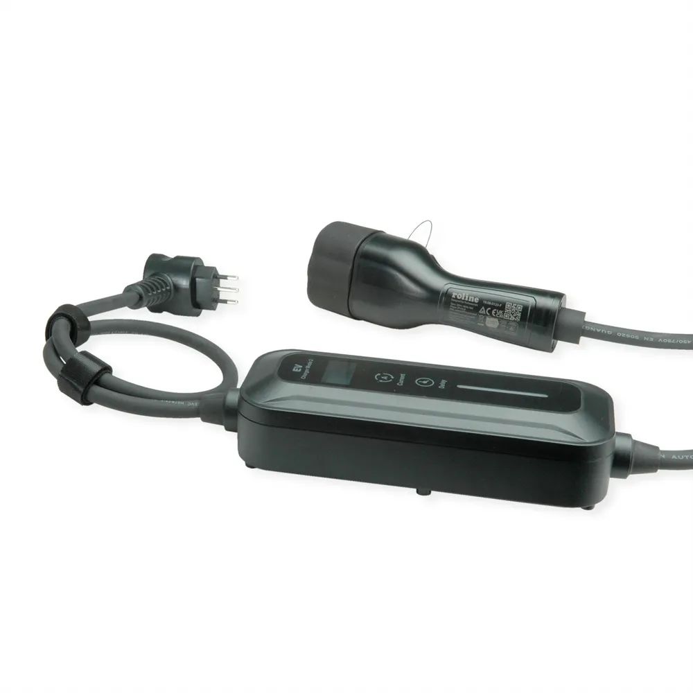 ROLINE Tragbares E-Auto Ladegerät, CEI23-50 (IT, Typ-L) & Typ2 Stecker, 1-phasig, Mode 2, 16 A, 3,6 kW, 7,5 m