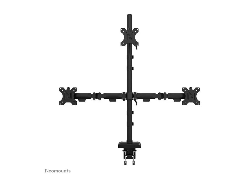 Neomounts Befestigungskit (Monitorarm, Kabeldurchführungsklemme) - Voll beweglich - für 3 Monitore - Stahl - Schwarz - Bildschirmgröße: 25.4-81.3 cm (10"-32")