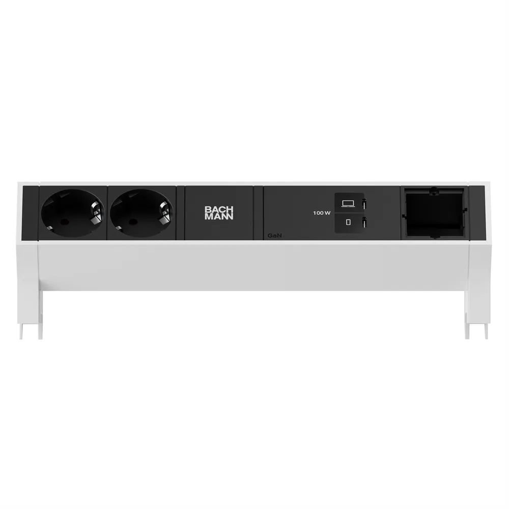 BACHMANN DESK2 2xCEE7/3 1xUSB C/C 100W, 1xCM 1,0m RAL9010