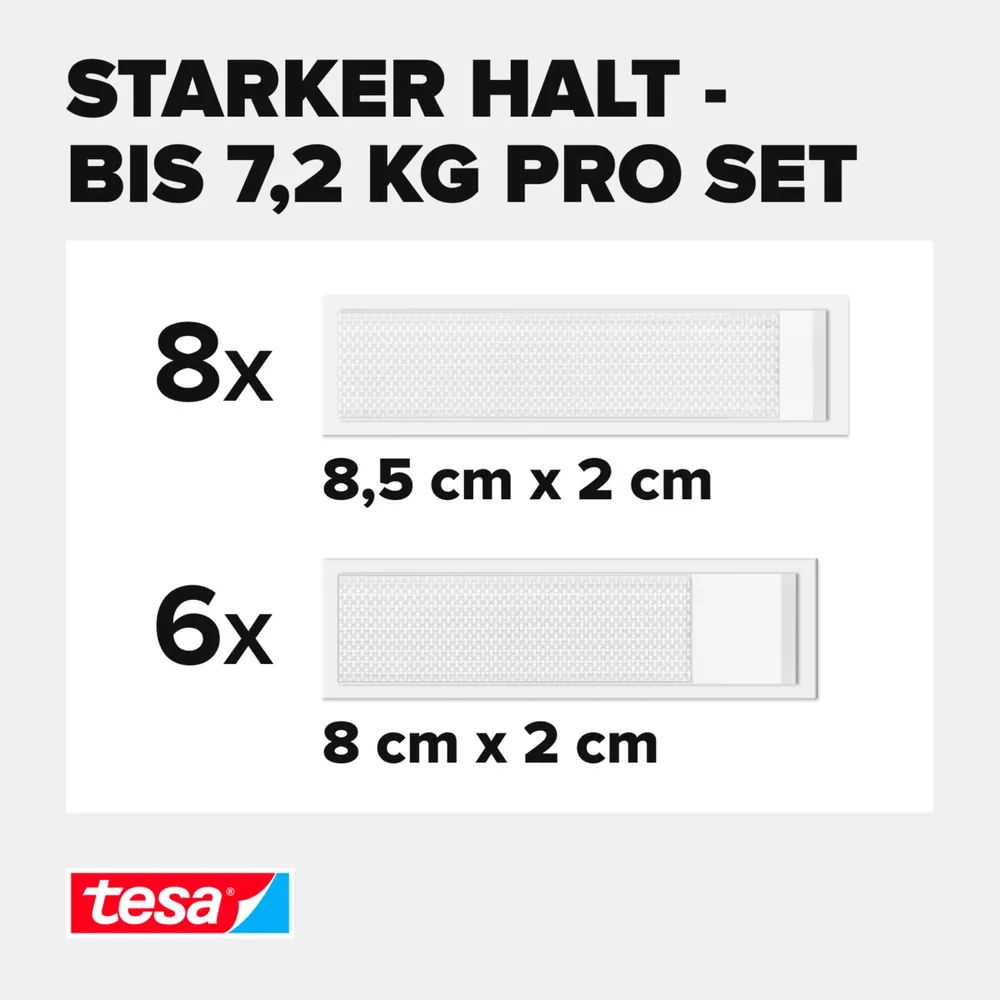 tesa® Powerstrips CLICK Klett-Klebepads, 6x M 5,4 kg & 8x L 7,2 kg