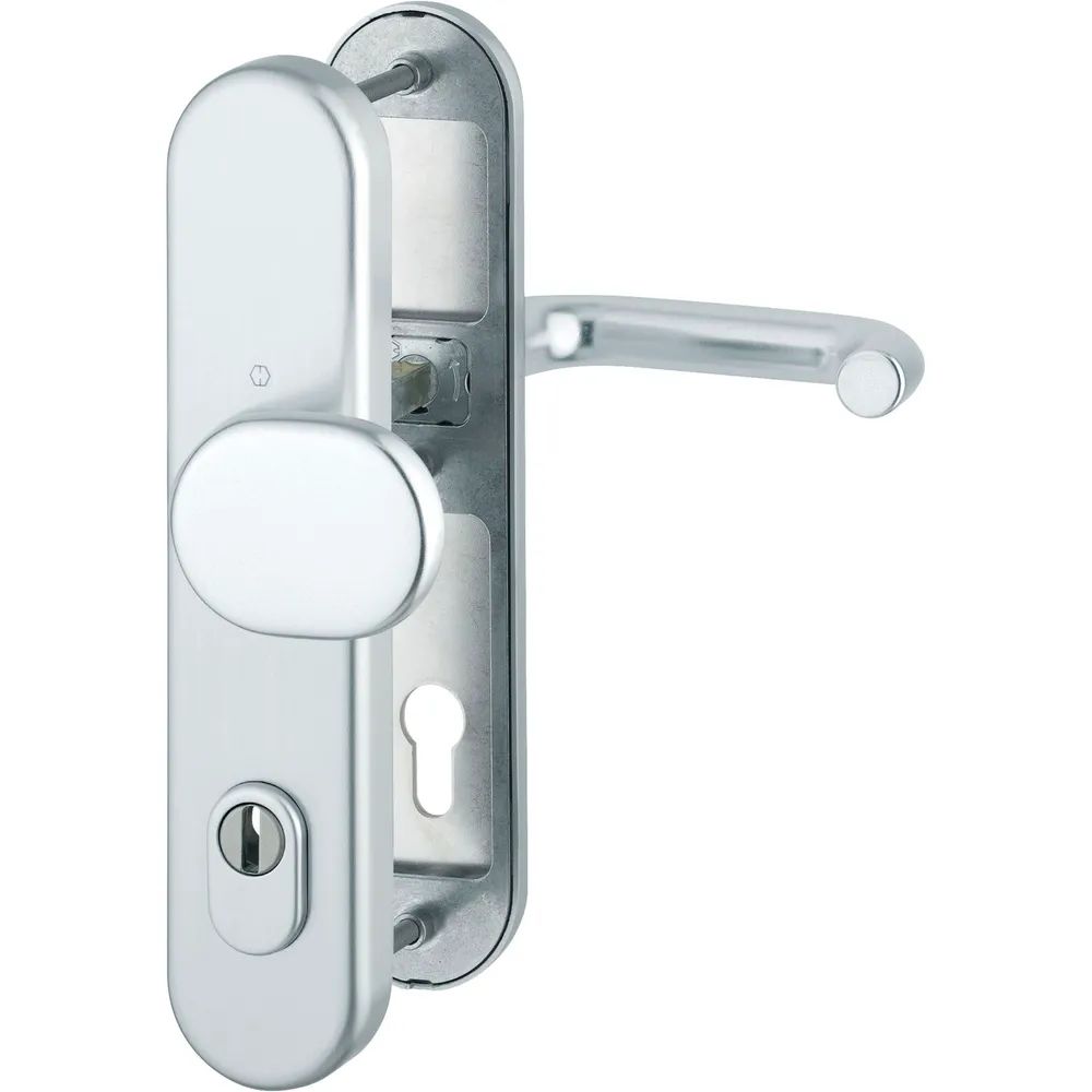 Hoppe SH-Wechselgarnitur PARIS-auf Schild PZ92, 77-87, SST 8, mit Kzs., silber