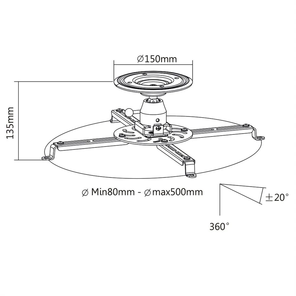 VALUE Projektor-Deckenhalterung, klein, bis 25 kg