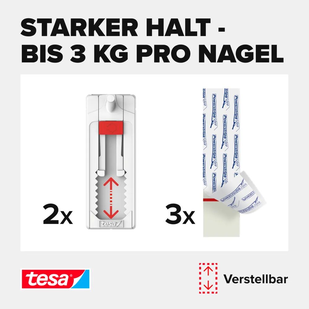 Tesa 77764 - Indoor - Universalhaken - Weiß - 3 kg - 2 Stück(e)