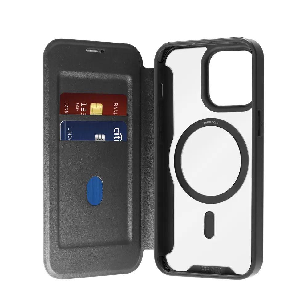 PURO WALLET MAGSAFE Bookcase für iPhone 15 PRO, schwarz