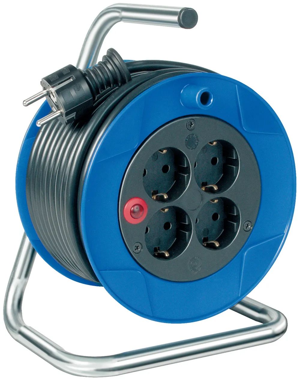 Brennenstuhl Kompakt ST 180 Kabeltrommel, 4x Schutzkontakt-Steckdosen 230V/16A, 15m H05VV-F 3G1,5 schwarz, IP20