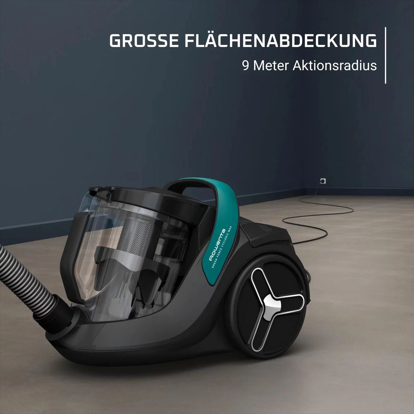 Rowenta RO7B12 Zyklon-Staubsauger Green Force Cyclonic Max  - Schwarz/Türkis