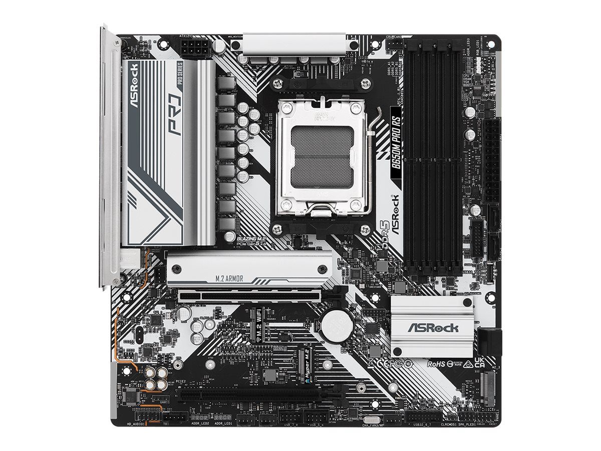 ASRock B650M PRO RS - Motherboard - micro ATX - Socket AM5 - AMD B650 Chipsatz - USB-C 3.2 Gen2, USB-C 3.2 Gen 1, USB 3.2 Gen 2, USB 3.2 Gen 1 - 2.5 Gigabit LAN - Onboard-Grafik (CPU erforderlich)