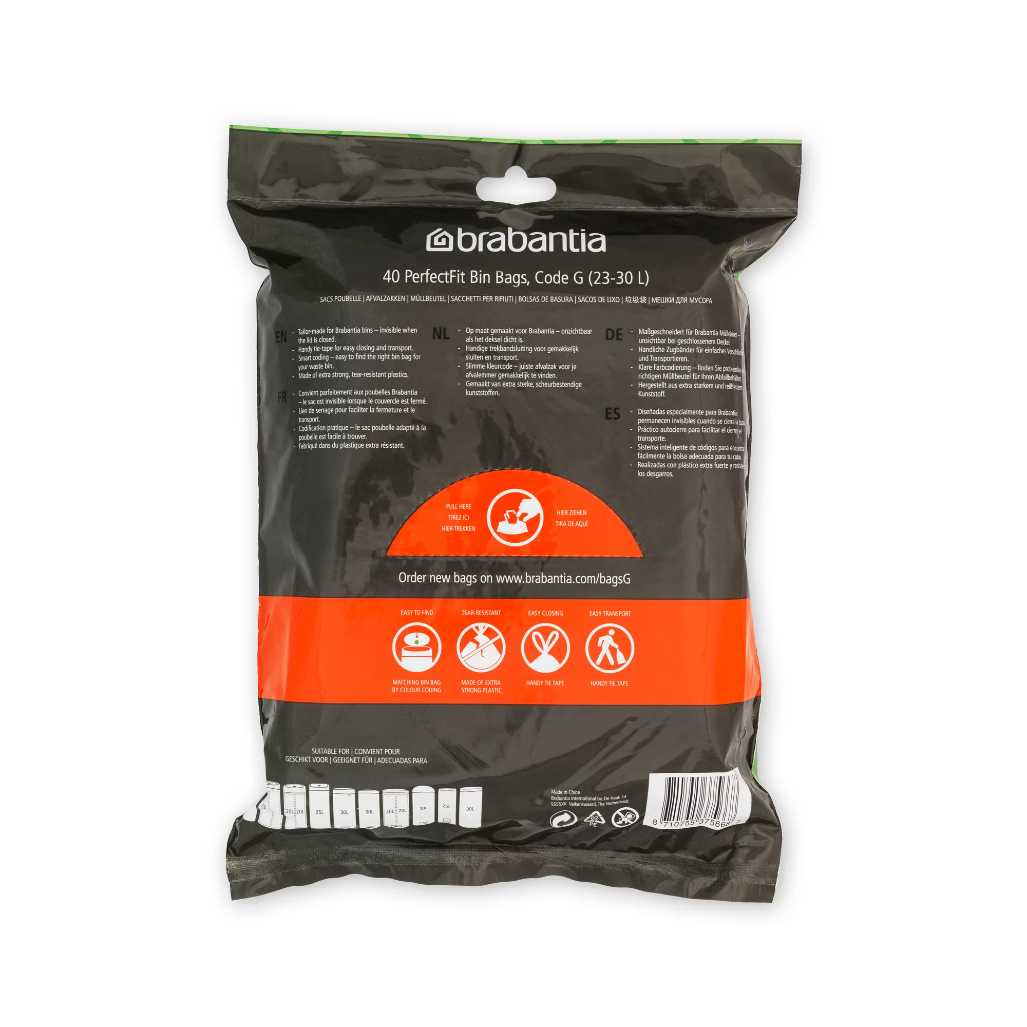 Brabantia Müllbeutel Spenderverpackung PerfectFit Beutel 23-30 L (G) 40Stk