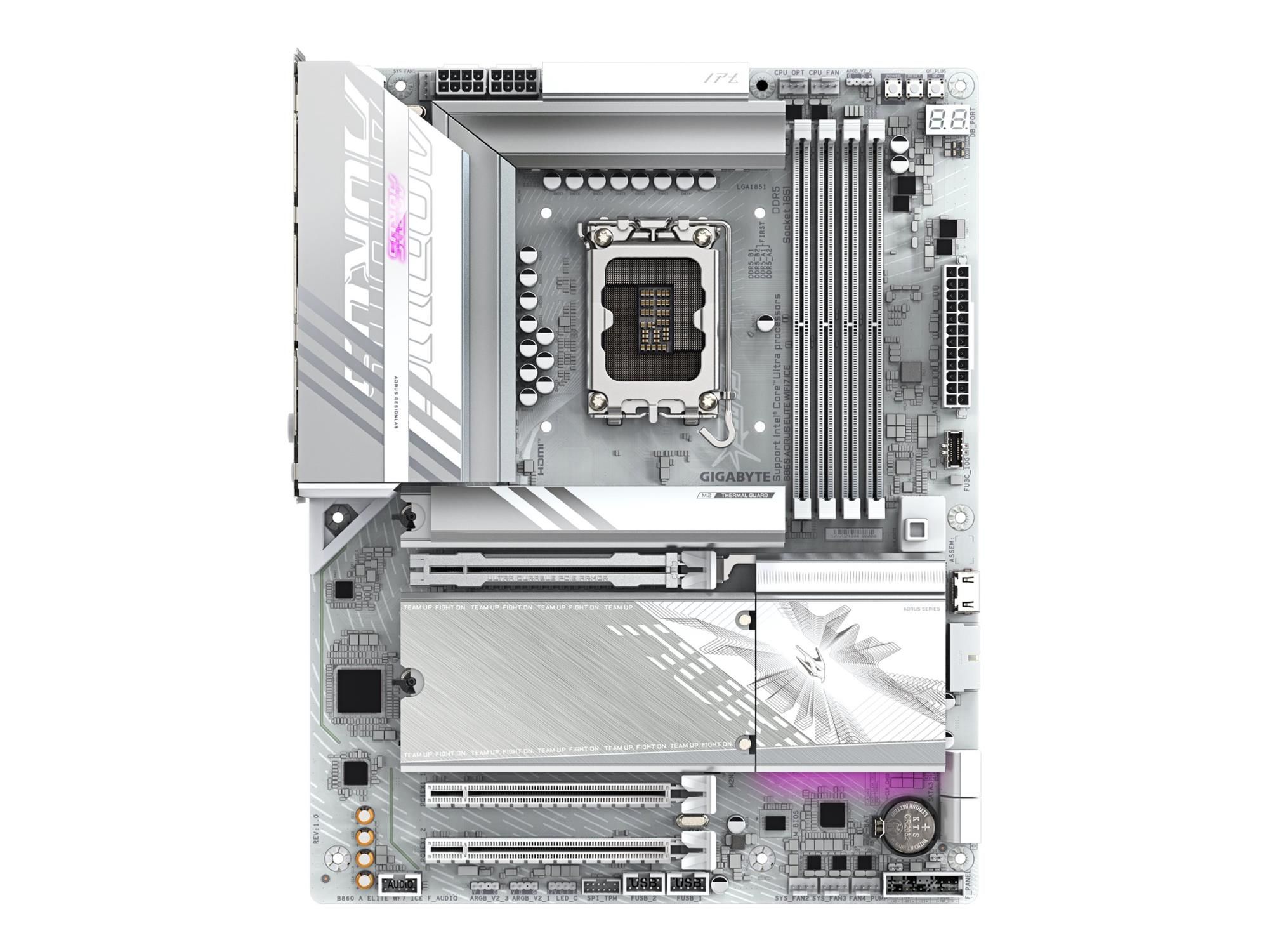 Gigabyte AORUS B860 ELITE WIFI7 ICE - Motherboard - ATX - LGA1851-Sockel - B860 Chipsatz - USB4, USB-C 3.2 Gen2, USB 3.2 Gen 1, USB 3.2 Gen 2 - Bluetooth, 2.5 Gigabit LAN, Wi-Fi 7 - Onboard-Grafik (CPU erforderlich)