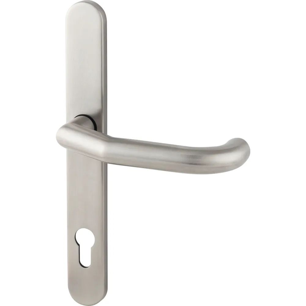BKS Drückerlochteil gekröpft, mit Langschild PZ 92 mm, für außen,Edelstahl