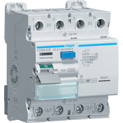 Hager FI-SCH. 3P+N 10KA 40A 30MA B / HAGER CDB640E