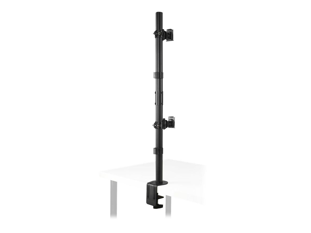 Kensington Befestigungskit (Doppelarm, C-Halterung 10 - 88 mm, Tüllenmontage 10 - 88 mm, Stange, 2 VESA-Platten) - Voll beweglich - für 2 LCD-/Plasma-Konsolen - vertikale Stapelung - Stahl - Schwarz - Bildschirmgröße: 33-81.3 cm (13"-32")