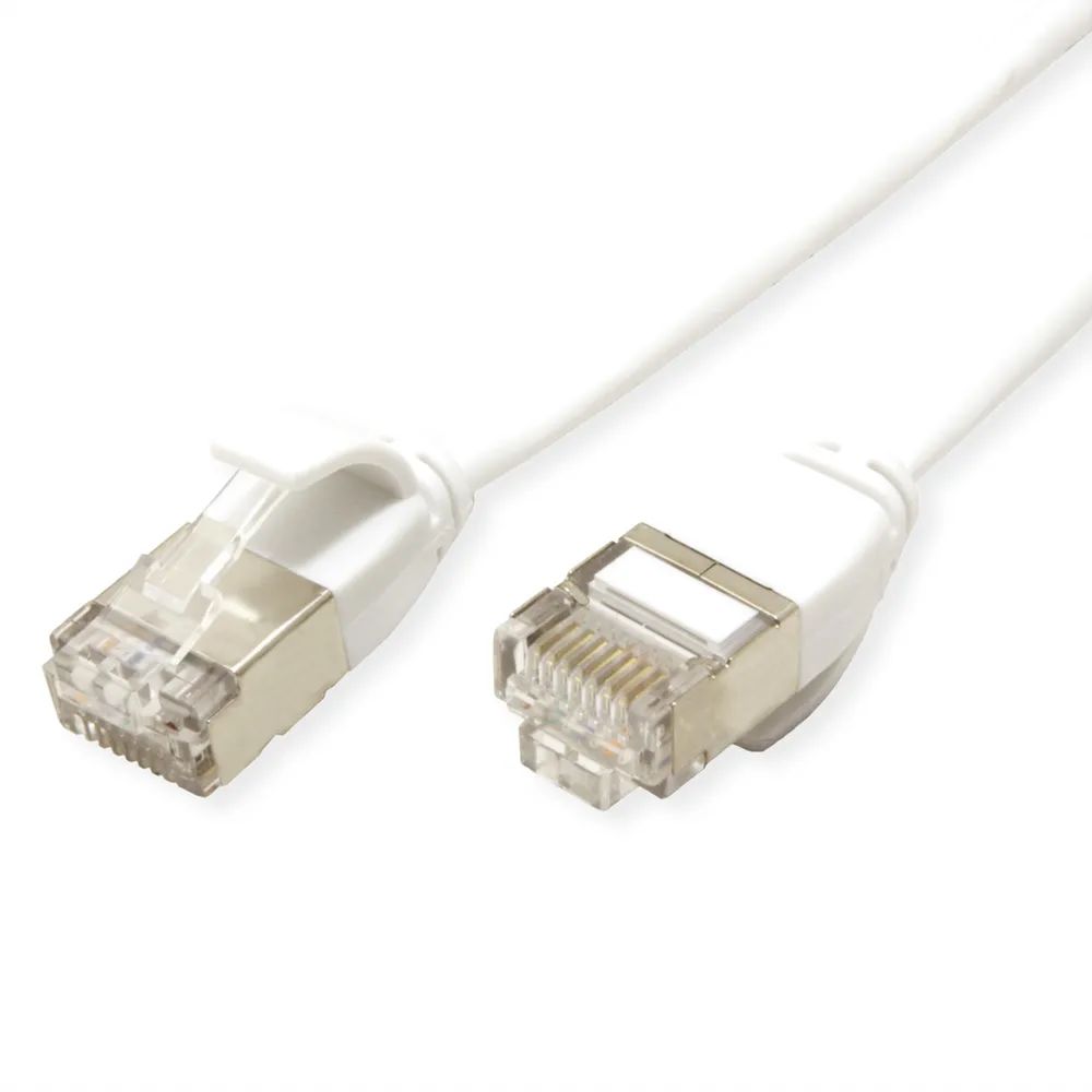 ROLINE U/FTP DataCenter Kabel Cat.7, LSOH, mit RJ45 Steckern (500 MHz / Class EA), slim, weiß, 1,5 m