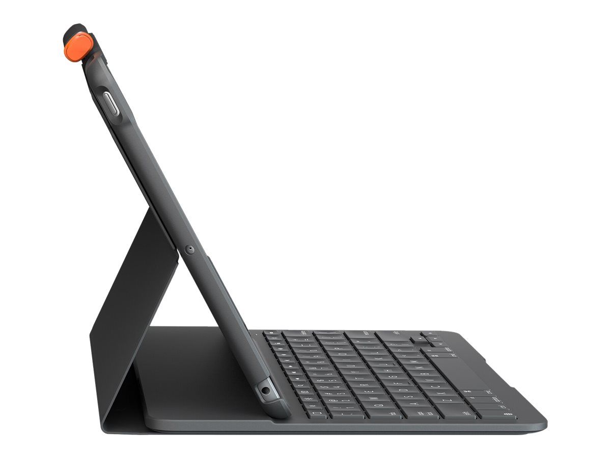 Logitech Slim Folio - Tastatur und Foliohülle - kabellos - Bluetooth - Französisch - Graphite - für Apple 10.2-inch iPad (7. Generation, 8. Generation, 9. Generation)