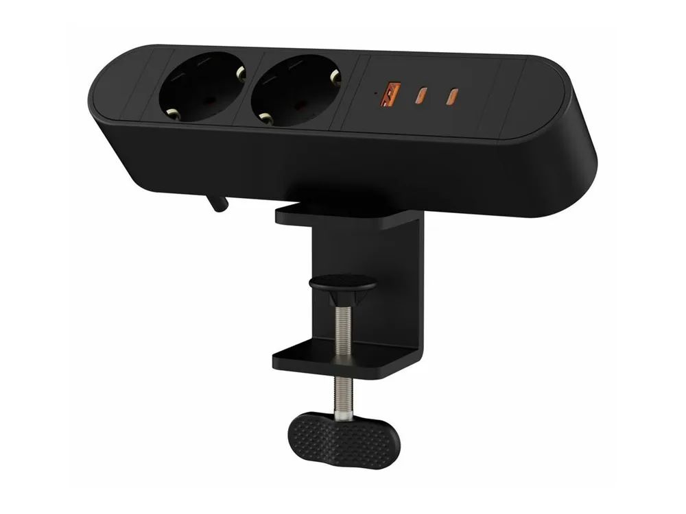 MicroConnect Steckdosenleiste (Klemmbefestigung) - 5 / 9 / 12 / 15 / 20.3 V - 67 Watt - Eingabe, Eingang power CEE 7/7 - Ausgangsanschlüsse: 5 (2 x CEE 7/7, USB, 2 x USB-C)