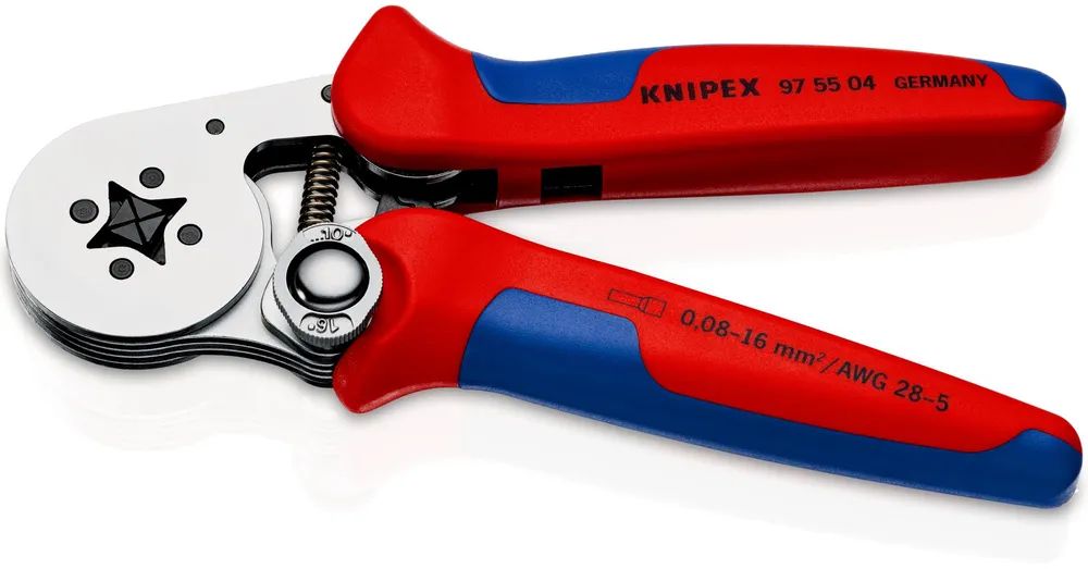 KNIPEX Selbsteinstellende Crimpzange für Aderendhülsen mit Seiteneinführung mit Mehrkomponenten-Hüllen verchromt 180 mm