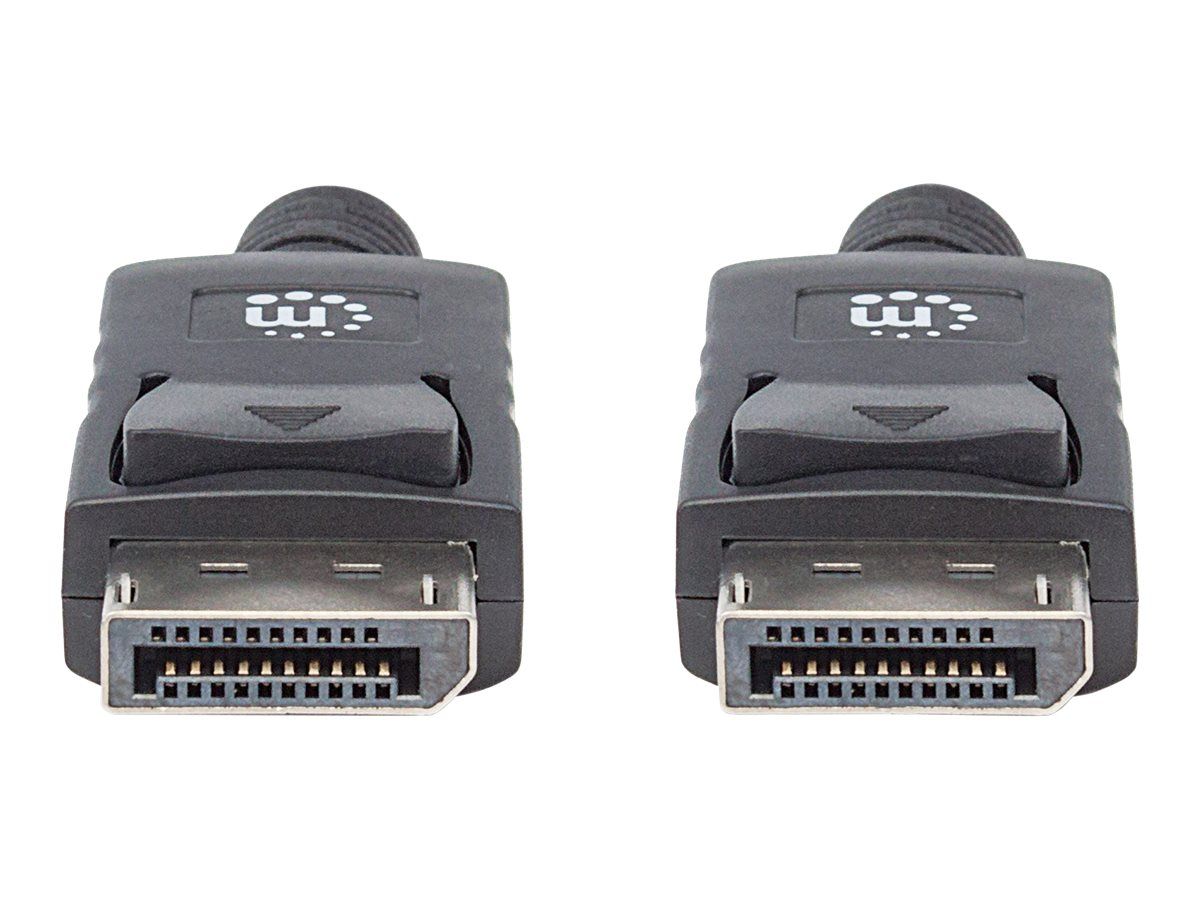 Manhattan DisplayPort 1.2 Cable, 4K@60hz, 1m, Male to Male, With Latches, Fully Shielded, Black, Lifetime Warranty, Polybag - DisplayPort-Kabel - DisplayPort (M)