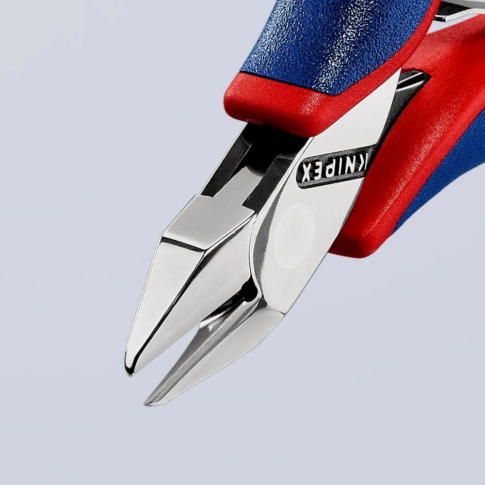 KNIPEX Elektronik-Seitenschneider mit durchgestecktem Gelenk mit Mehrkomponenten-Hüllen 115 mm