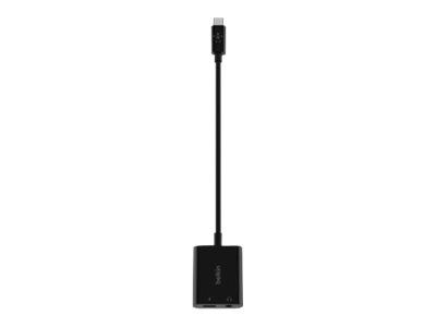 Belkin RockStar - USB-C zu Kopfhöreranschluss / Ladeadapter - 24 pin USB-C männlich zu 24 pin USB-C, Mini-Stecker weiblich - 19.6 cm - USB Power Delivery (60W)