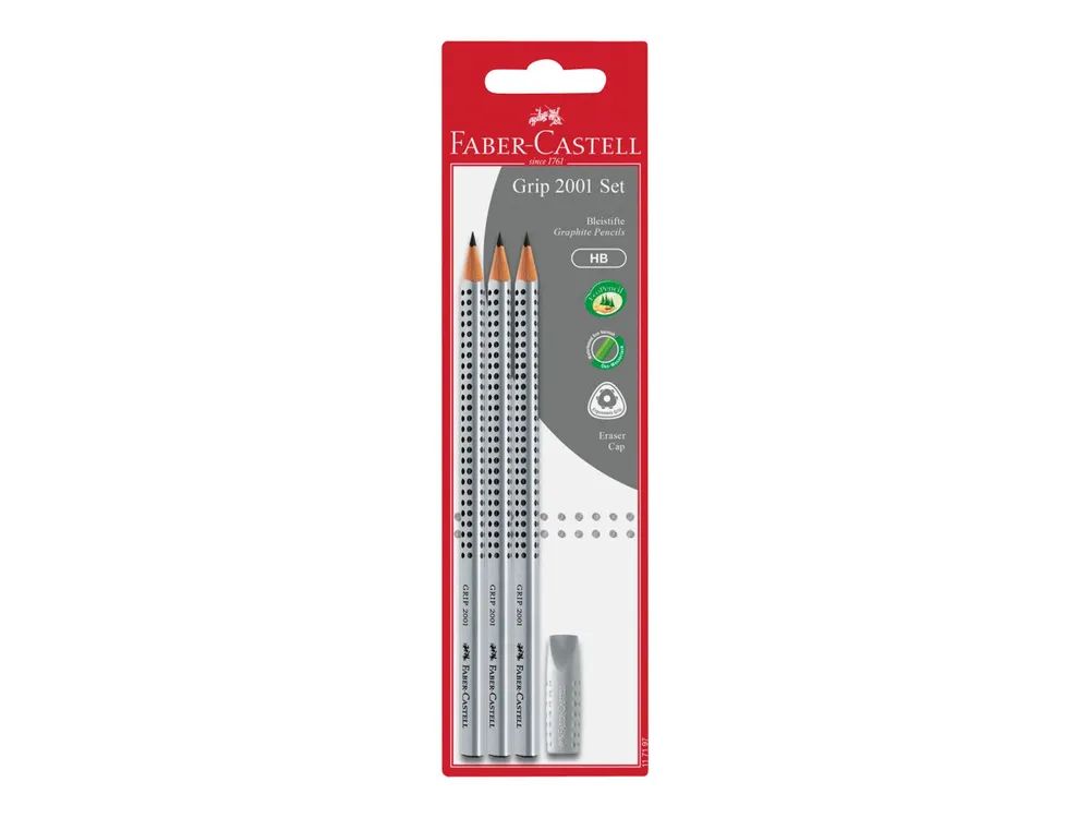FABER-CASTELL GRIP 2001 - Bleistift - Grafit - HB - Schwarz (Packung mit 3)