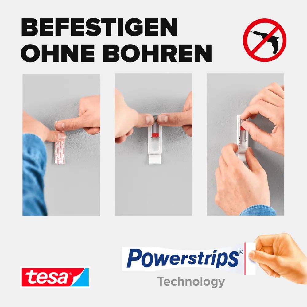 Tesa 77782 - Indoor - Hilfshaken - Rot - Weiß - Klebestreifen - 0,5 kg - Putz