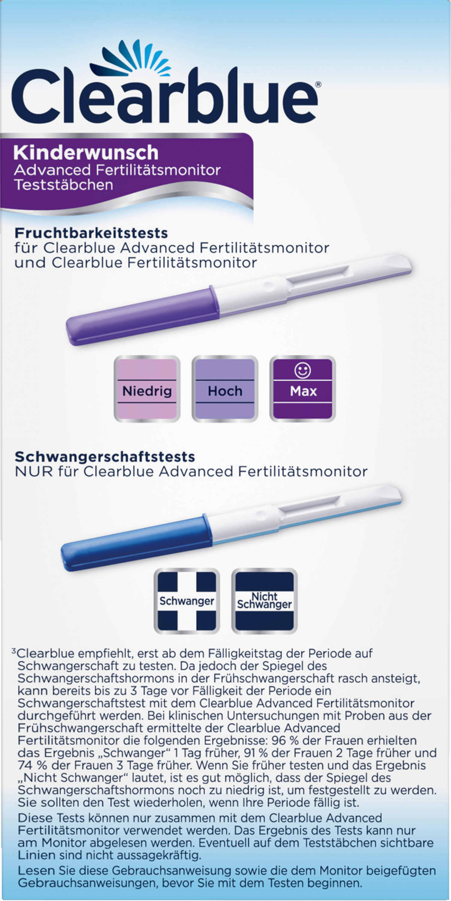 Clearblue Fertilitätsmonitor Teststäbchen 30+3