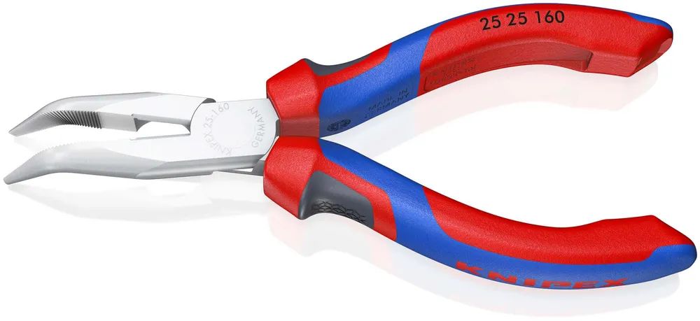 KNIPEX Flachrundzange mit Schneide (Radiozange) mit Comfort-Griffen verchromt 165 mm