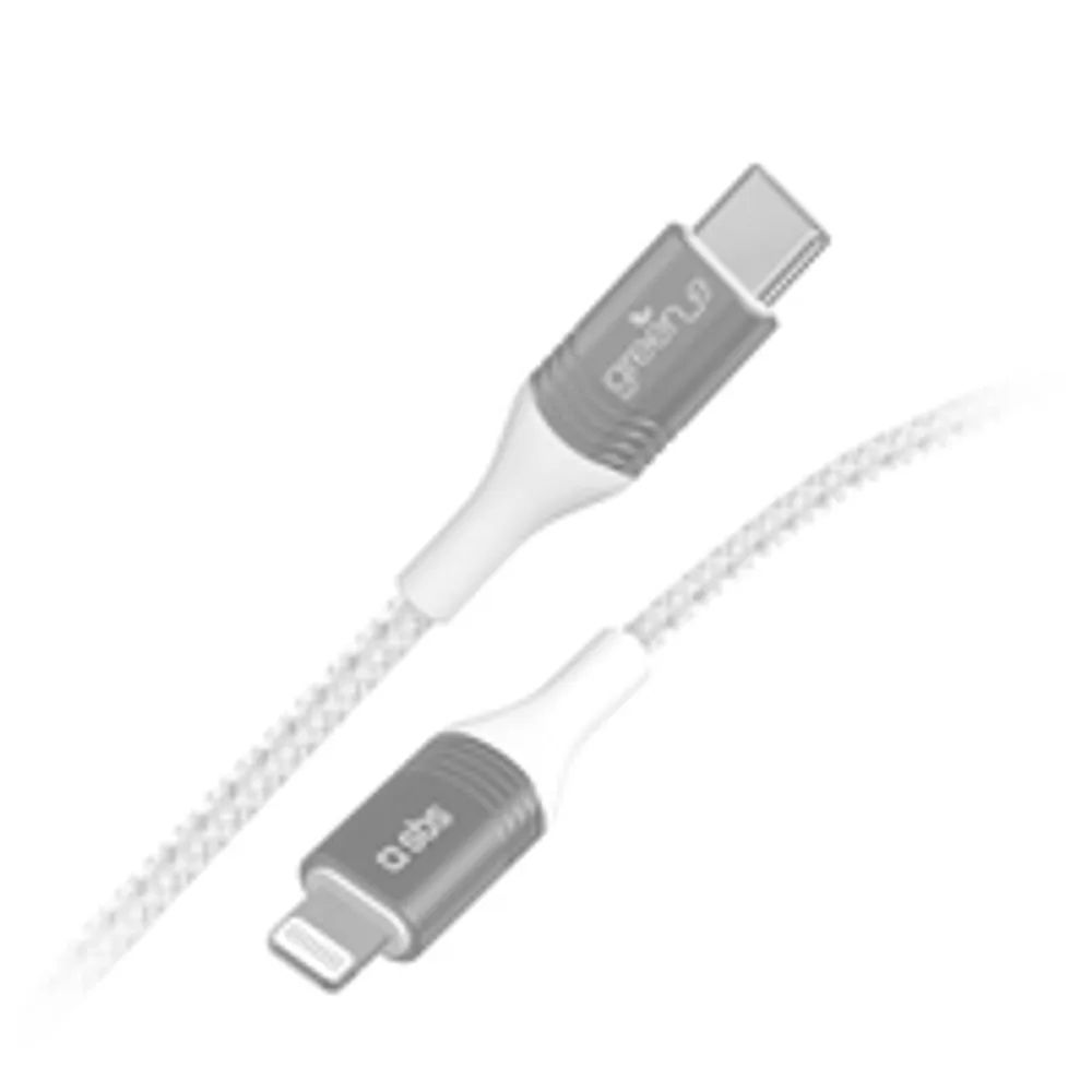 SBS GRECABLELIGTC12BW - 1,2 m - Lightning - USB C - Männlich - Männlich - Silber - Weiß