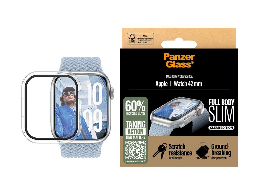 PanzerGlass Clear Edition - Stoßstange für Smartwatch - vollständig, schlank - gehärtetes Glas (Mikroriss2023)