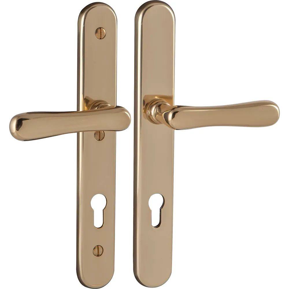 Marchesi Sicherheits-Drückergarnitur ELEGANT/22 auf Schild PZ88, Messing poliert