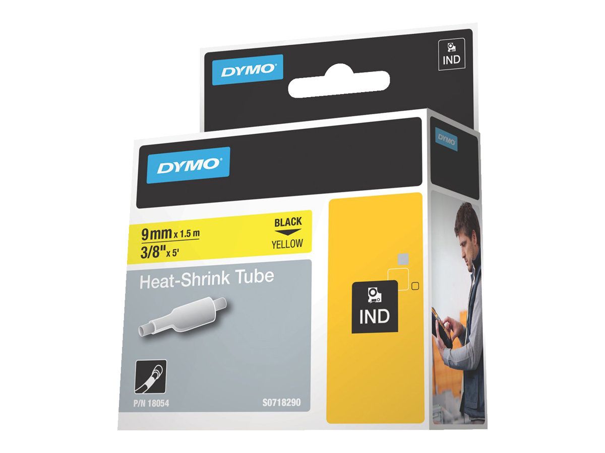 Dymo RhinoPRO Heat shrink tubing - Polyolefin - Schwarz auf Gelb - Rolle (0,9 cm x 5,5 m)