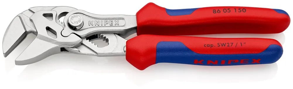 KNIPEX Zangenschlüssel Zange und Schraubenschlüssel in einem Werkzeug mit Mehrkomponenten-Hüllen verchromt 150 mm