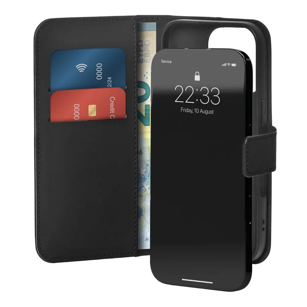 PURO WALLET STAND Bookcase für iPhone 16 PRO, schwarz