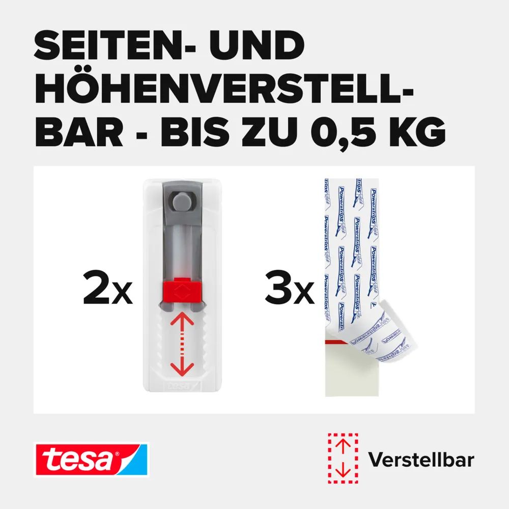 Tesa 77782 - Indoor - Hilfshaken - Rot - Weiß - Klebestreifen - 0,5 kg - Putz