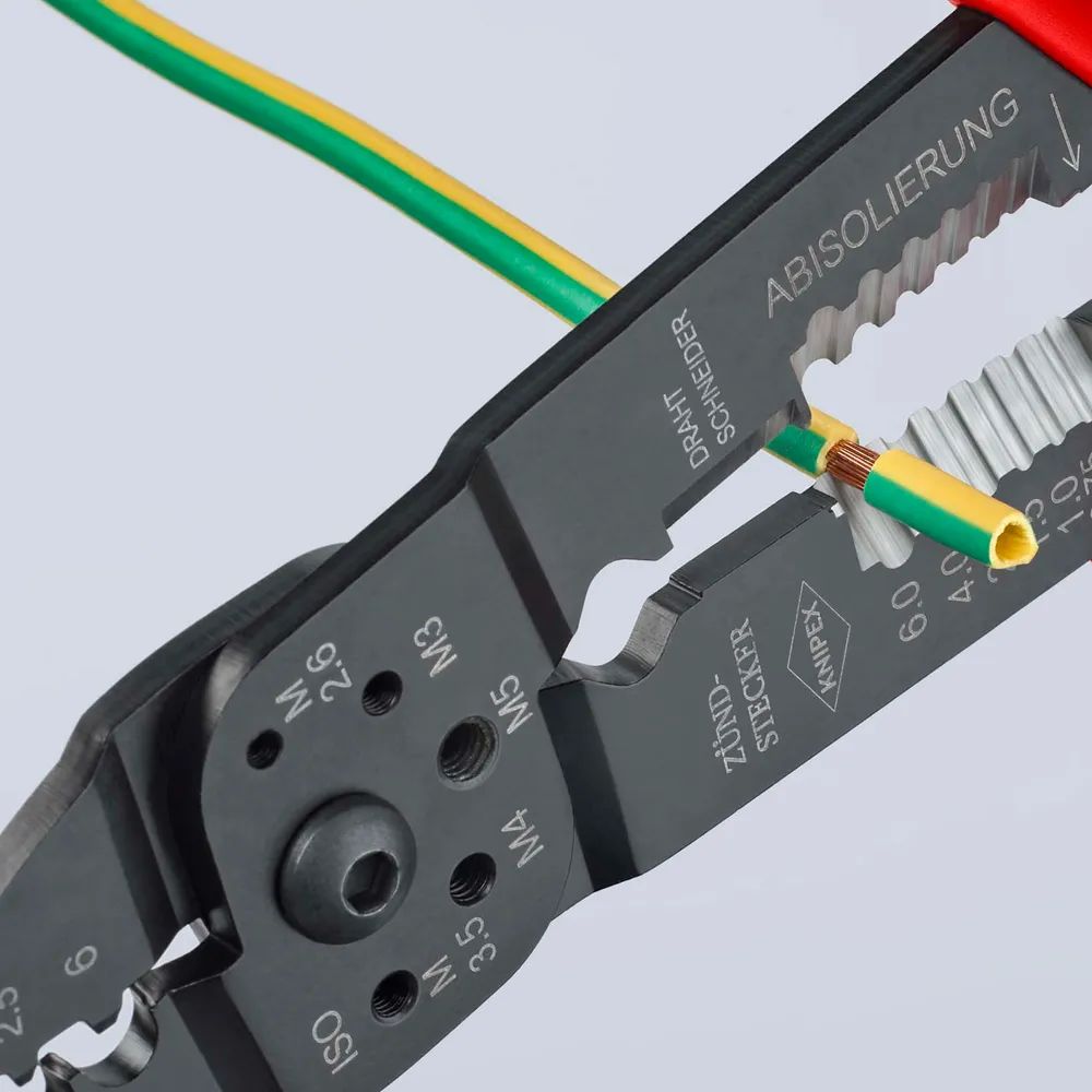 KNIPEX Crimpzange mit Mehrkomponenten-Hüllen schwarz lackiert 230 mm