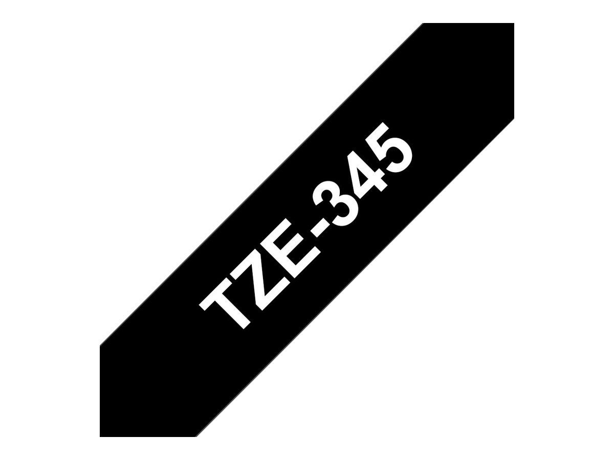 Brother TZe-345 - Selbstklebend - Weiß auf Schwarz - Rolle (1,8 cm x 8 m)