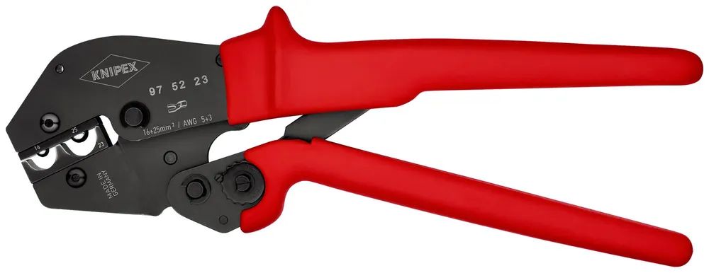 KNIPEX Crimpzange auch für Zweihandbedienung mit rutschhemmenden Kunststoff-Hüllen brüniert 250 mm