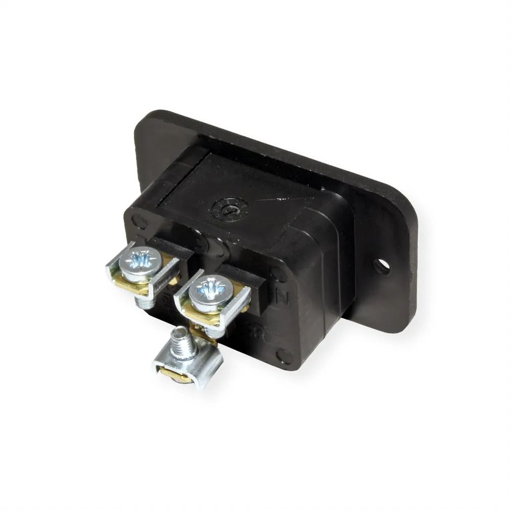 BACHMANN Kaltgeräteeinbaustecker IEC320 C20, schwarz, Thermoplast,Schraubanschluss