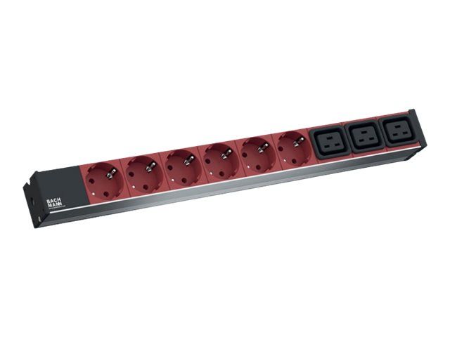Bachmann Stromverteilungseinheit (Rack - einbaufähig) - Wechselstrom 230 V - 1-phasig - Eingabe, Eingang IEC 60320 C20 - Ausgangsanschlüsse: 9 (3 x IEC 60320 C19, 6 x Leistungs-CEE 7/3)