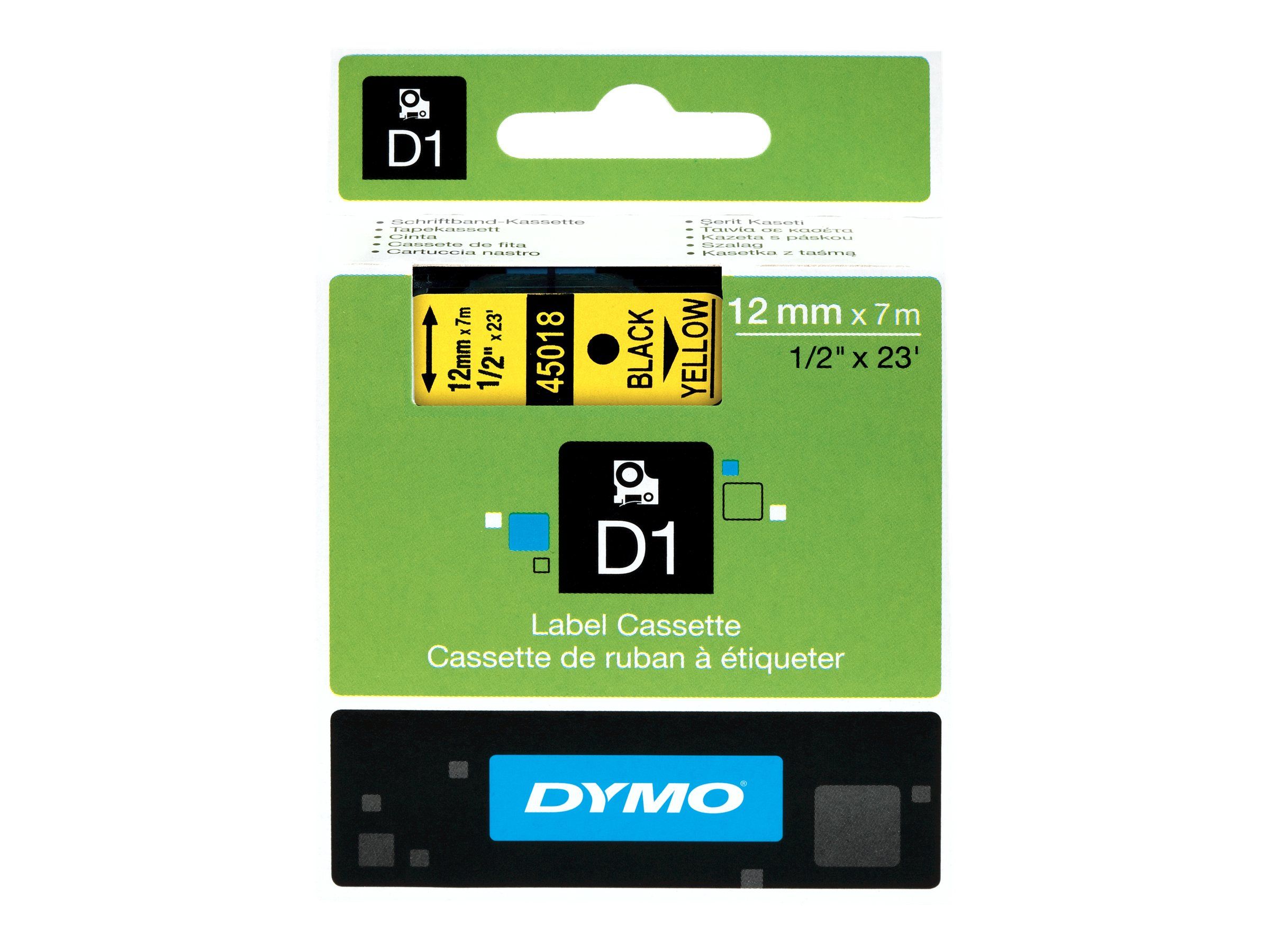 Dymo D1 - Selbstklebend - Schwarz auf Gelb - Rolle (1,2 cm x 7 m)