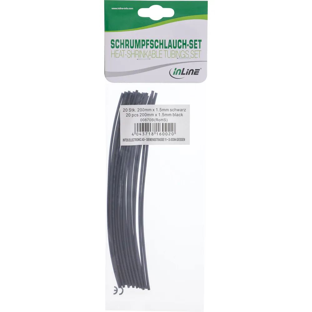 InLine Schrumpfschlauch 200mm lang - 1,5mm > 0,75mm 20er Pack