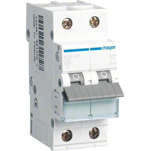 Hager LS-SCHALTER 1P+N 32A-C 6KA2PLE / HAGER MCN532