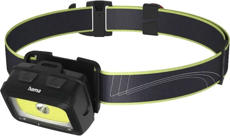 Hama LED-Stirnlampe "HL350", Batterien, COB, Kopflampe, Warnlicht, Pfeife,7 Modi