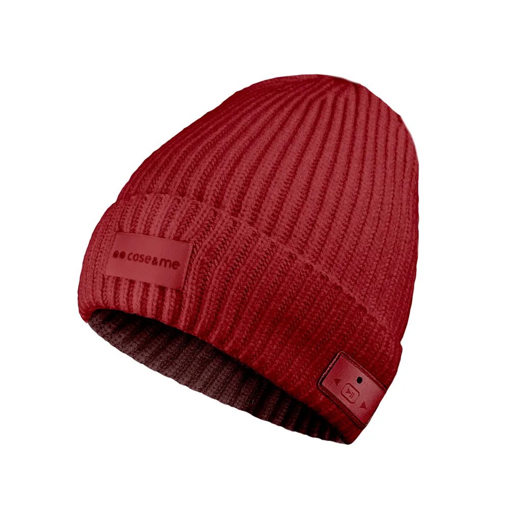 CASE&ME Wintermütze mit integriertem Bluetooth-Headset, rot