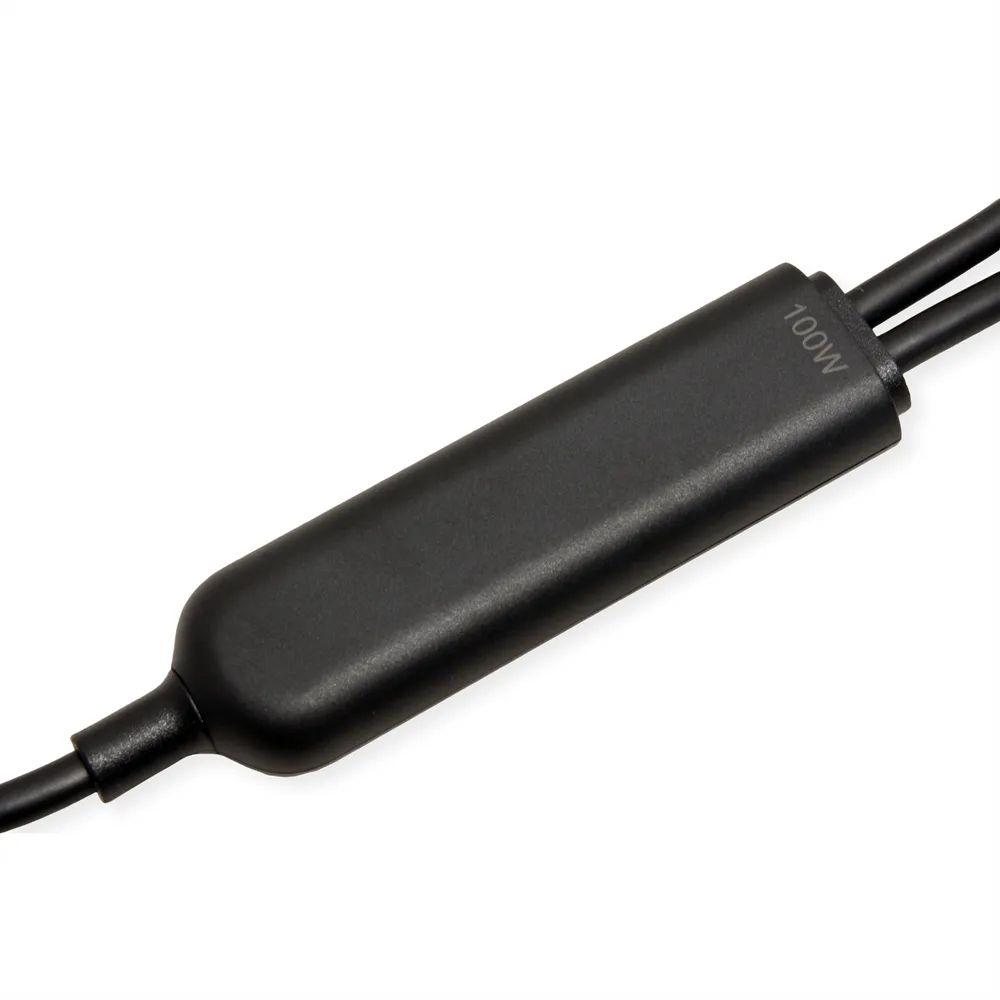 VALUE USB Typ C Split-Ladekabel, C - 2x C, ST/ST, max. 100W, schwarz, 1,8 m