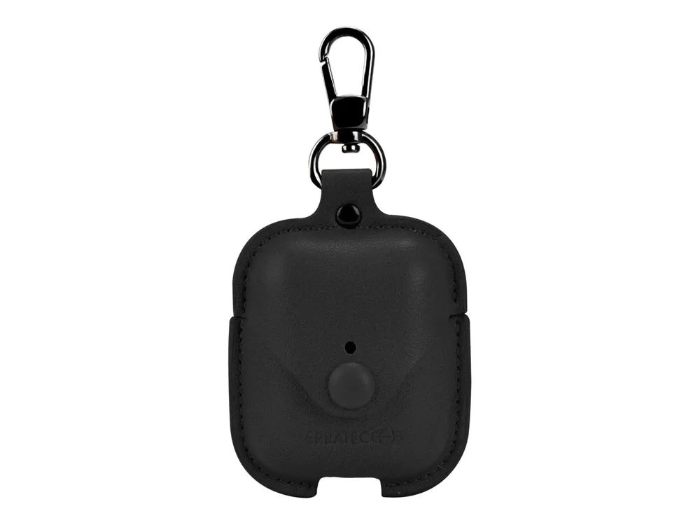 TerraTec Air Box - Tasche für Kopfhöhrer - Polycarbonat - schwarzes Leder - für Apple AirPods (1. Generation, 2. Generation)
