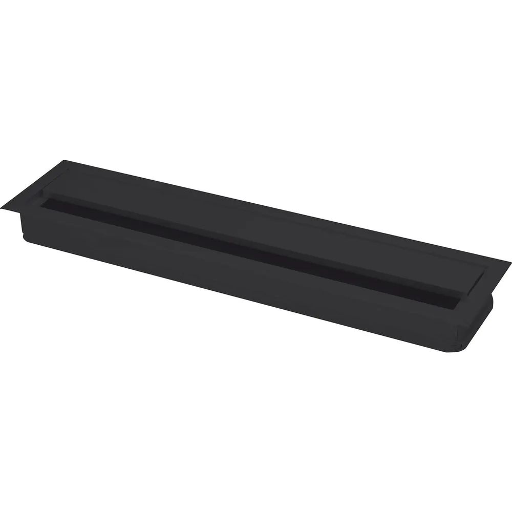Confurn Export GmbH Kabeldurchgang eckig mit Staubschutzbürste, 350x70x25mm, Alu schwarz RAL 9005