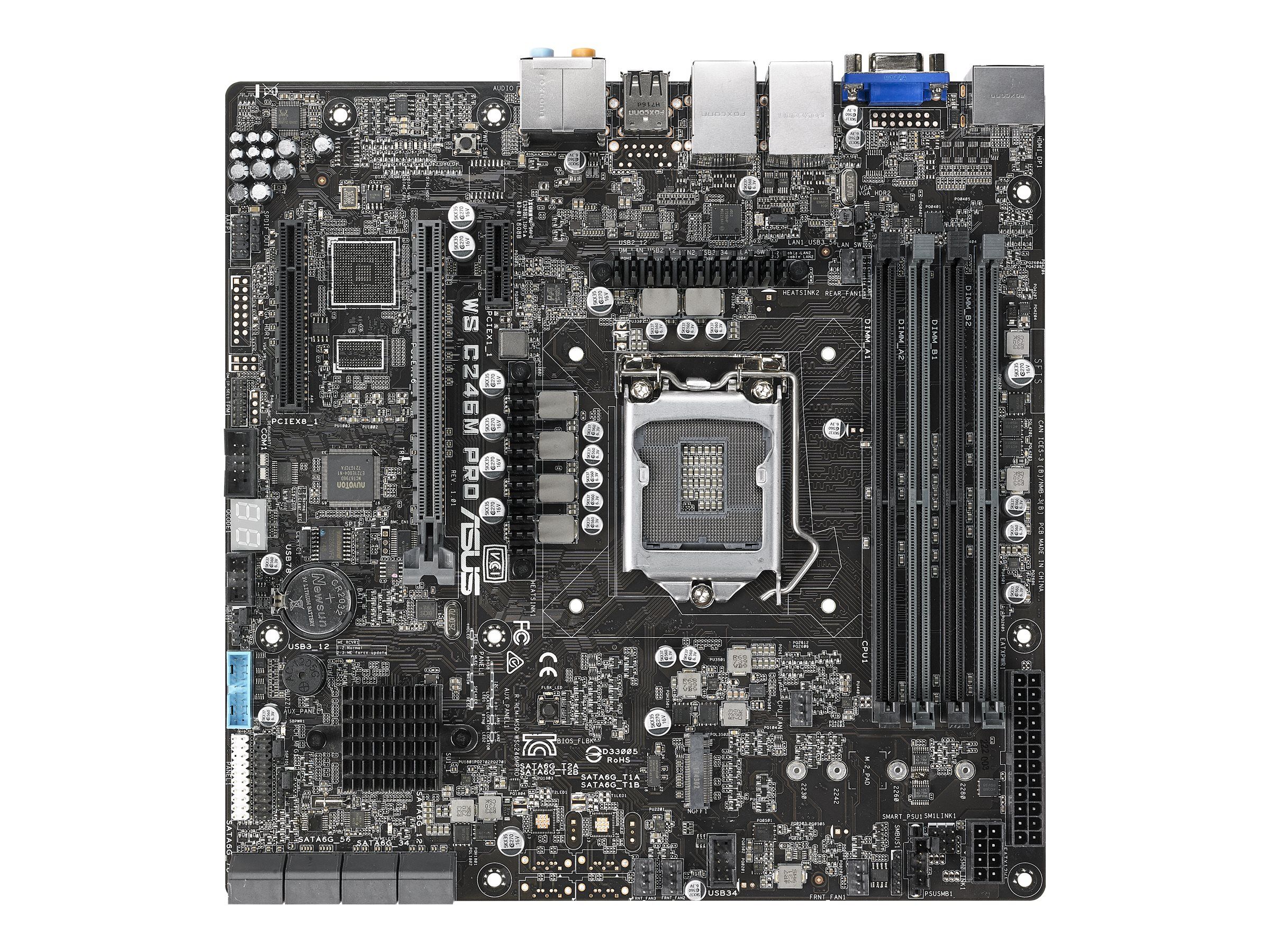 ASUS WS C246M PRO - Motherboard - micro ATX - LGA1151 Socket - C246 Chipsatz - USB 3.1 Gen 1, USB 3.1 Gen 2 - 2 x Gigabit LAN - Onboard-Grafik (CPU erforderlich)