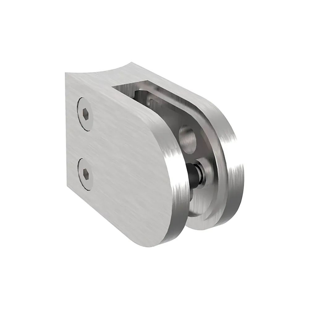 ECONOMY Glasklemmbeschlag f. Rundrohr 42,4mm, rund, Edelstahl geschliffen V2A
